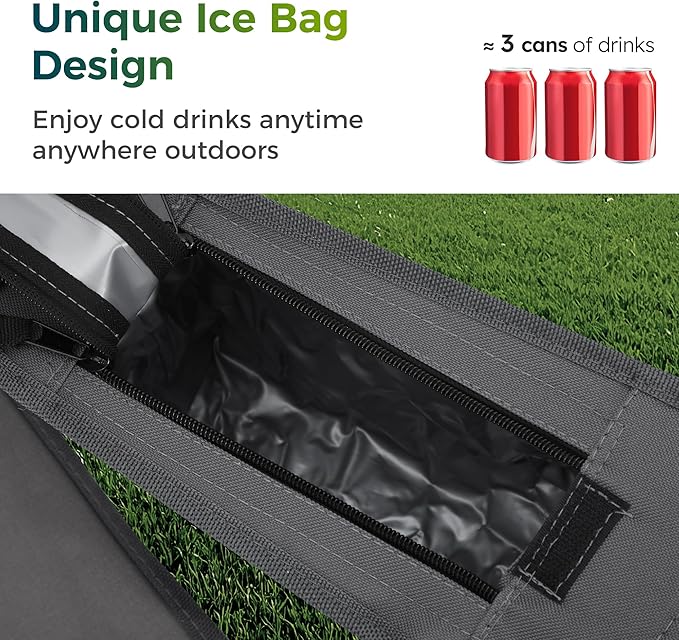 ALPHA CAMP Folding Camping Chairs for Adults Lawn Chairs Outdoor Chairs Support 250 LBS Portable Camp Chairs with Cup Holders Cooler Pouch for Outdoor, 2 Pack (Gray)