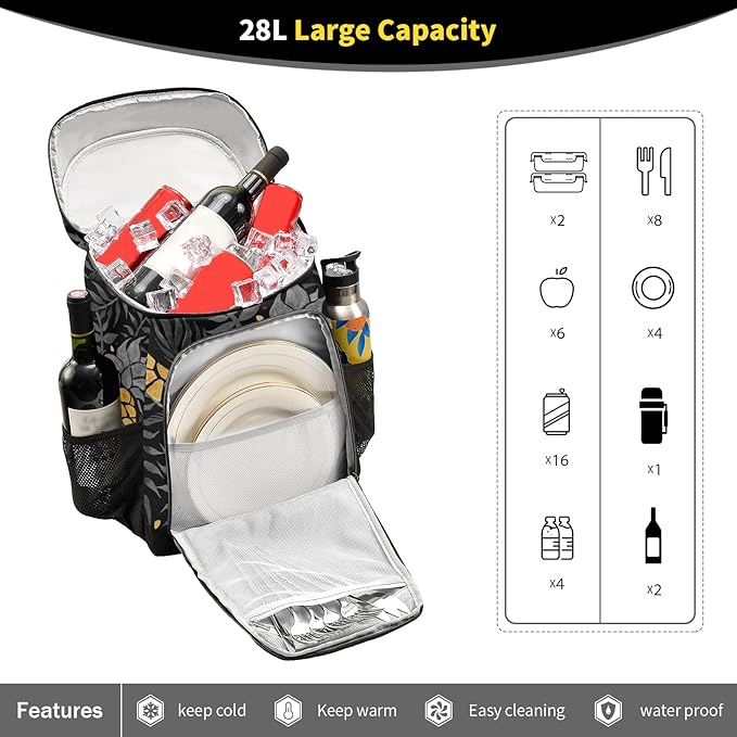 Cooler Backpack Insulated Leak Proof Beach Cooler Bag 30 Cans Waterproof Lightweight Soft Lunch Picnic Cooler for Men Women