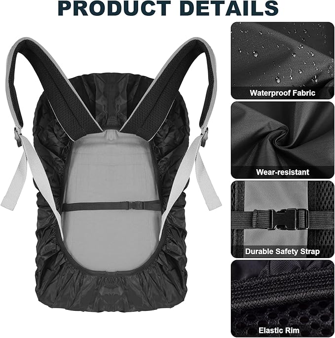 LAMA 2 Pack Waterproof Rain Cover for Backpack, Reflective Rucksack Rain Cover for Anti-dust/Anti-Theft/Bicycling/Hiking/Camping/Traveling/Outdoor Activities (Black, XL)