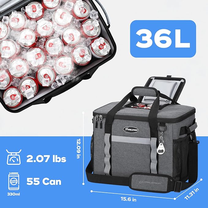 Maelstrom Soft Cooler Bag,Collapsible Soft Sided Cooler,24/30/60/75 Cans Beach Cooler,Ice Chest,Large Leakproof Camping Cooler,Portable Travel Cooler for Grocery Shopping,Camping,Road Trips
