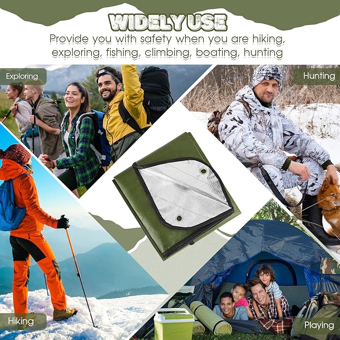 Kingdder Heavy Duty Emergency Blankets for Survival Insulated Thermal Reflective Tarp Thermal Blanket for Camping Reusable Infrared Blocked Emergency Blankets for Rescue Car Camping Hiking