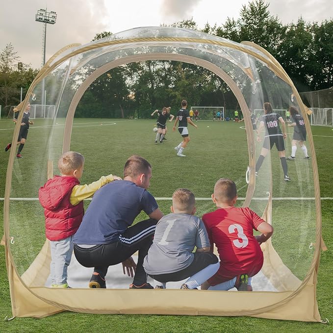EighteenTek Pod All Weather Sports Tent with Sealed Floor - Instant Tent Shelter - Outdoor Bubble Tent - Rain Tent Camping Sun Shelter Pop Up Clear, Patent Pending for Sports Events Fishing Cheering
