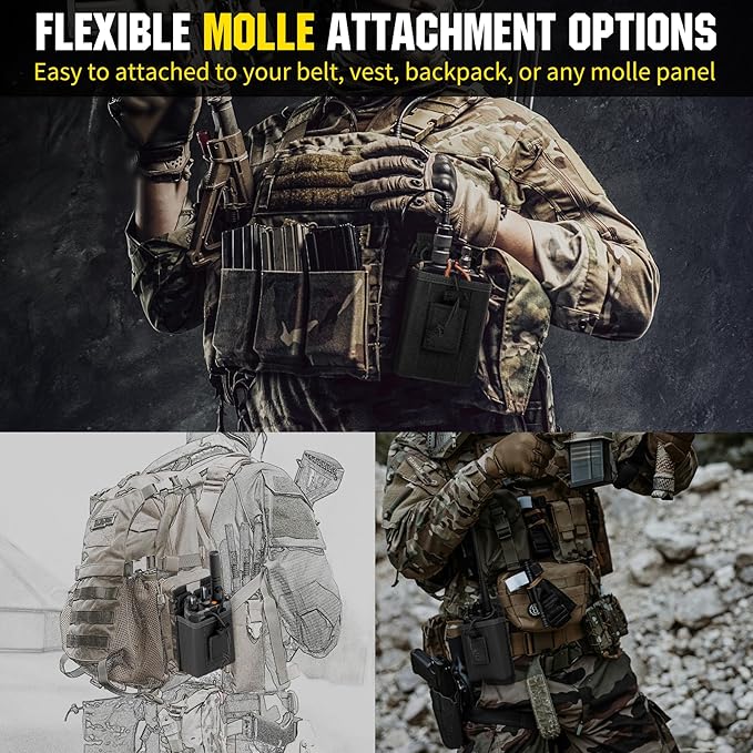 IronSeals 2 Pack Tactical Molle Adjustable Interphone Storage Bag Outdoor Sports Radio Pouch for Two Ways Walkie-talkie