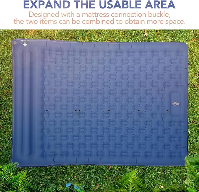 TOMSHOO Double Sleeping Pad, Inflatable Sleeping Mat Built-in Pump Camping Mat Upgraded Support Camping Mattress with Pillow, 2 Carabiner, Carry Bag, Repair Kit-77''L*53''W*5''H