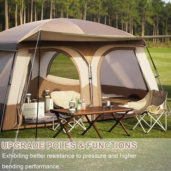 Vidalido Tents,3-4 Person Camping Tent with Extended Vestibule,Weather Resistant Family Tents with Breathable Mesh Windows,Easy Install Waterproof Outdoor Tent for Backpacking and Camping Hiking