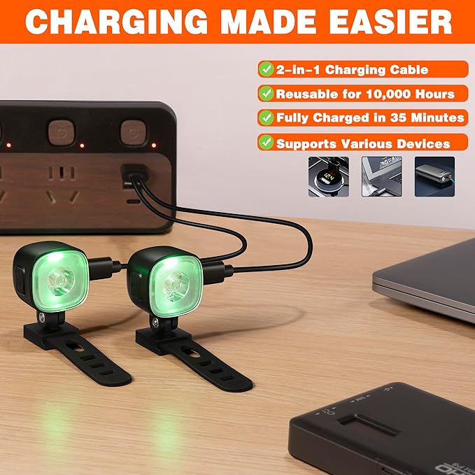 Rechargeable Croc Lights for Shoes 2pcs, LED Headlights for Croc Sandals Sneakers, Croc Accessories for Kids Boys Girls Men Women, Dog-Walking Hiking Hunting Camping Accessories (Black)