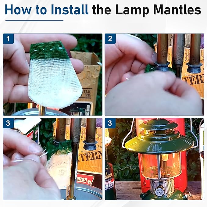 Upgrade Camping Lantern Accessories, Camping Lantern Mantles for Coleman Standard String Tie #21 Mantles(10 Total Mantles)
