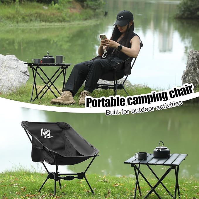 Ultralight Backpacking Chair,Compact Folding Camping Chair,Supports 300lbs,Portable Travel & Hiking Chair,Lightweight Design,Perfect for Hiking Gear, Picnics and Traveling
