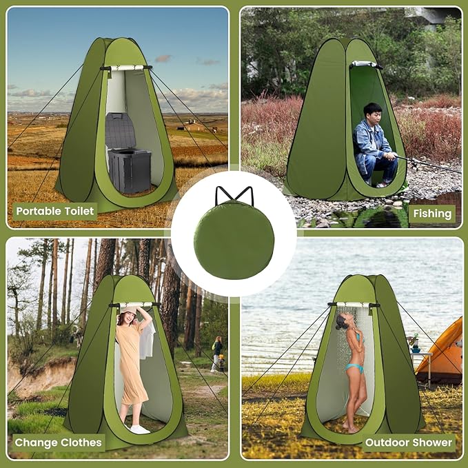 Solar Shower Tent Kit, Pop Up Privacy Tent Camping Shower Tent Kit Instant Pop Up Privacy, 5 Gallon Solar Shower Bag, Sun Canopy Beach Outdoor Camp Privacy Tent