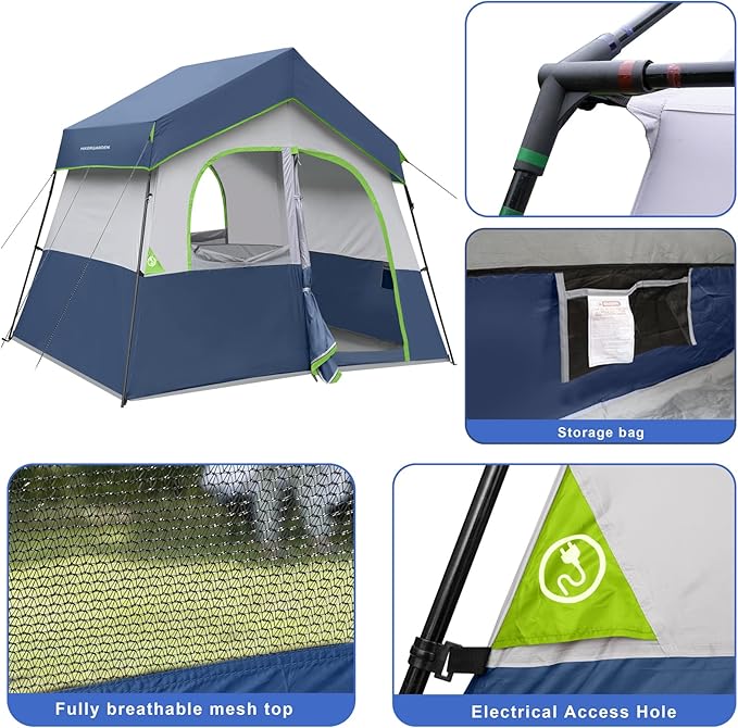 HIKERGARDEN 6-8 Person Camping Tent - Portable Family Cabin Tent for Camp, Windproof Fabric Camp Tent Outdoor for Hiking, Backpacking, Traveling