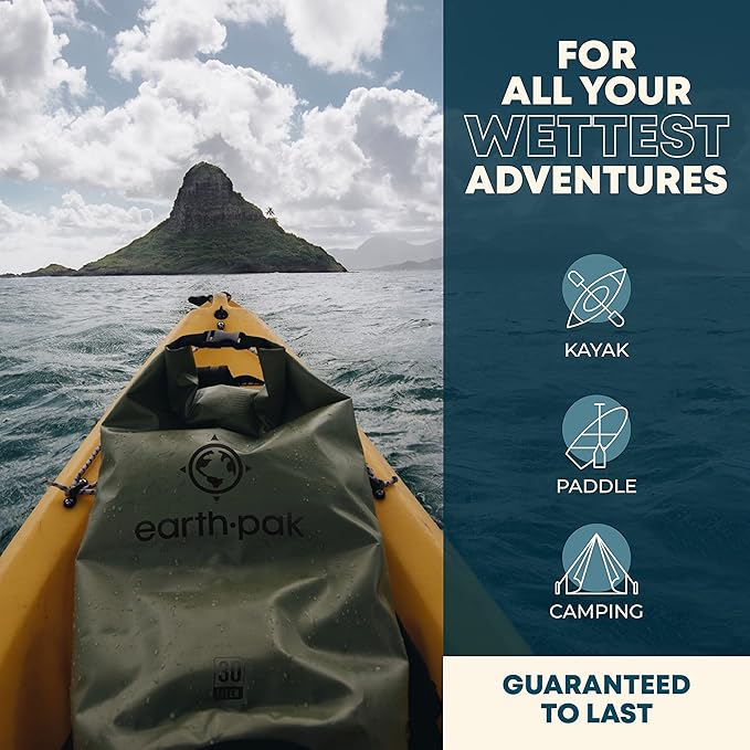 Earth Pak Waterproof Dry Bag - Roll Top Waterproof Backpack Sack Keeps Gear Dry for Kayaking & Fishing with Phone Case (Orange 10L & Black 10L)