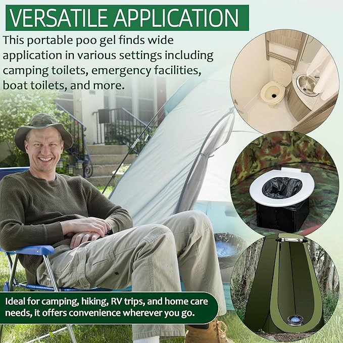 (30pcs Poo Gel+20pcs Toilet Bag Portable Toilet Absorbent Gel Poo Urine Powder for Outdoor Hiking Camping Poo Gel for Portable Toilet Camping Toilet Gel Poo Powder for Outdoor Use