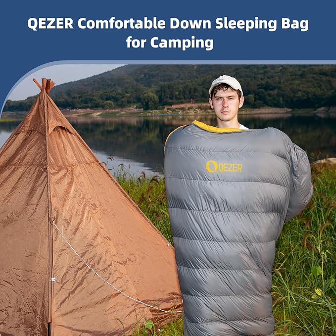 Down Sleeping Bag for Adults 620 Fill Power 0 Degree Sleeping Bag Cold Weather Ultralight with Pouch for Backpacking, Camping, Hiking