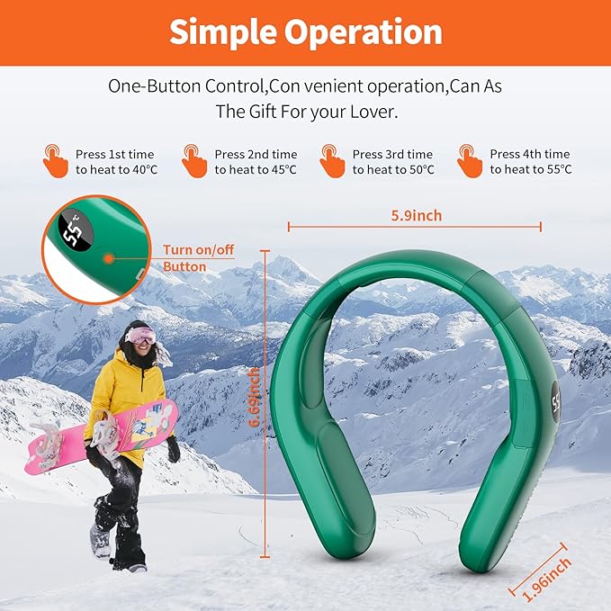 10000mah Rechargeable Neck Warmer,for Necks Up to 8 inches Wide,15 Hours Portable Neck Heater for Men and Women