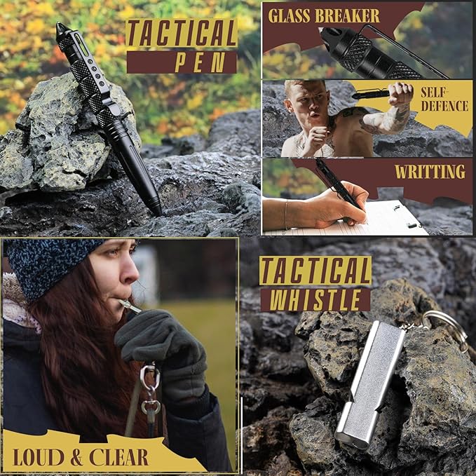 Gifts for Men Dad Husband Him, Survival Kit, Emergency Survival Gear and Equipment 14 in 1, Anniversary Birthday Gifts for Him Boyfriend, Hunting Fishing Camping Accessories, Cool Gadget