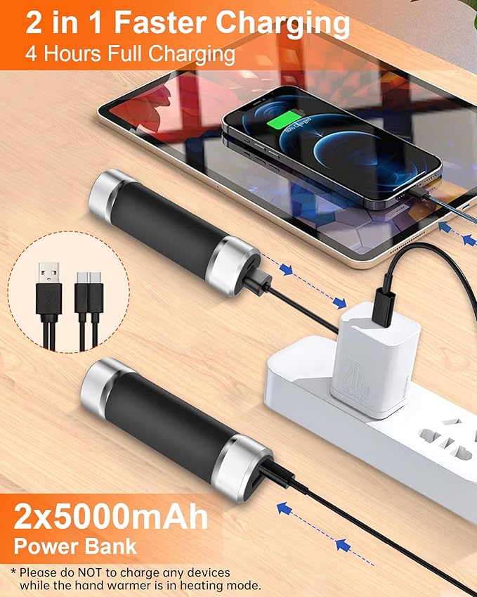Rechargeable Hand Warmer 10000mAh Pocket-Heater - 2 Pack Reusable Portable Electric Hand Warmers for Golf Outdoor Camping Hunting Hiking Equipment