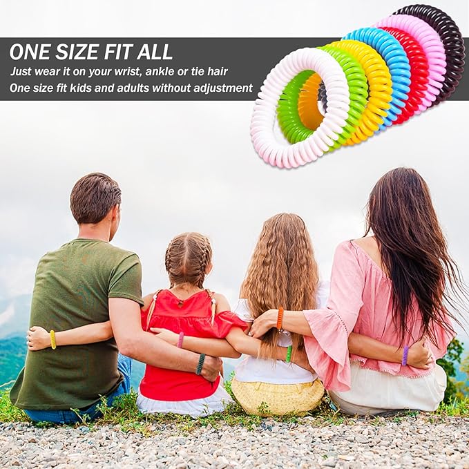 Mosquito Repellent Bracelets 50 Pack, Individually Wrapped Mosquito Repellent Bands with 60 Pcs Mosquito Repellent Stickers, DEET-Free Mosquito Wristbands Patches for Adults and Kids Indoor Outdoor