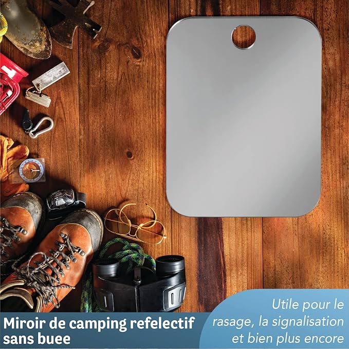 Anti-Fog Camping Mirror for Shower, Shaving, Signaling, and More | Fogless Bathroom Shower Mirror for Shower, Hiking, Backpacking, Outdoors | Hanging Shower Mirror with Chain