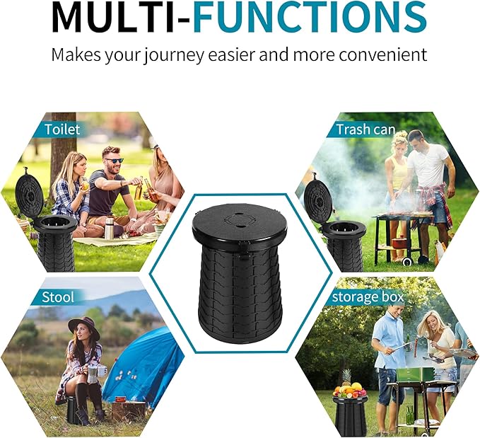 Angol Shiold Portable Toilet Folding Camping Toilet, Portable Potty for Adults, Telescoping Portable Seat for Camping with Load Capacity 660 lbs, Porta Potty for Car Camping, Hiking and Traffic Jam