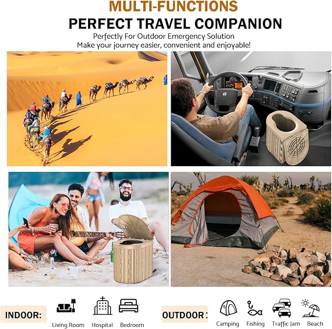 Portable Toilet, Upgraded 12-inch Toilet Seat, Folding Toilet With Removable Paper Holder, Camping Toilet With A Load Capacity Of 450 Lbs, Portable Potty For Indoor, Outdoor, And Emergency Use
