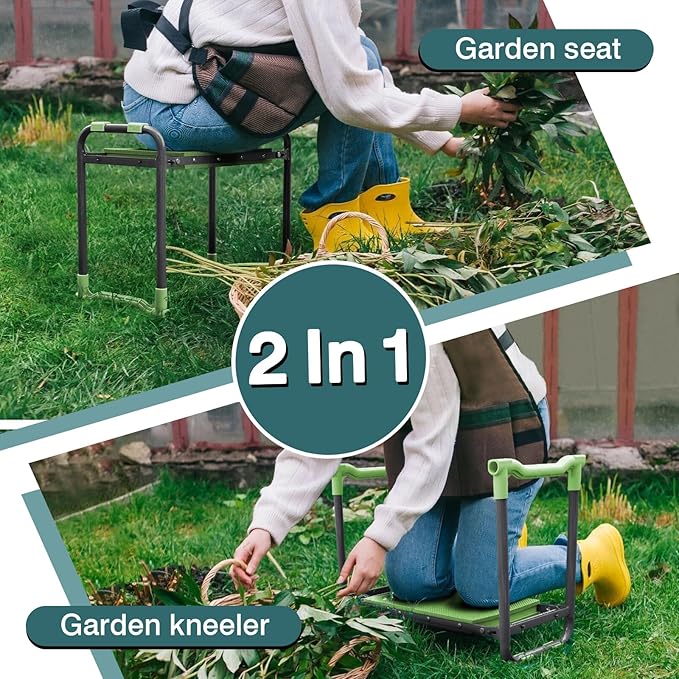 Foldable Garden Kneeler and Seat,Portable Kneeler Stool - Heavy Duty Gardening Bench, Durable Garden Stool, Comfortable EVA Foam Cushion - Ideal for Women's Gardening, Camping...