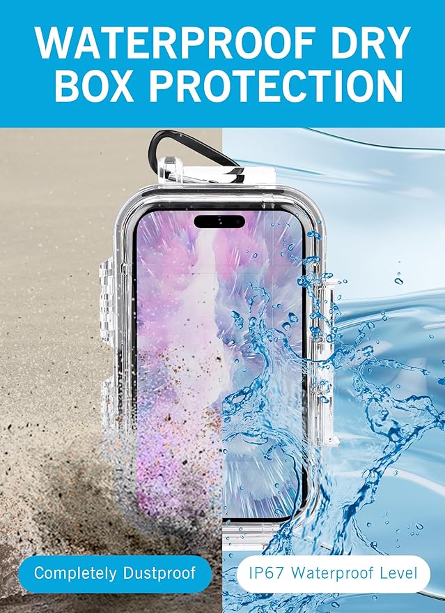 Waterproof Storage Case, Outdoor Sports Survival Equipment Sealed Box Dustproof Pressure Proof Dry Boxes for EDC Tools, Phone, Keys(Clear)