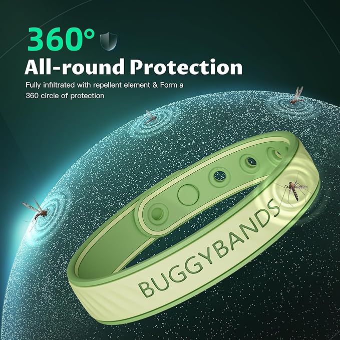 Mosquito Repellent Bracelets, 4 Pack Silicone Mosquito Repellent Bands with DEET Free, Natural & Waterproof Bug Wristbands for Kids and Adults, Outdoor Traveling Protection