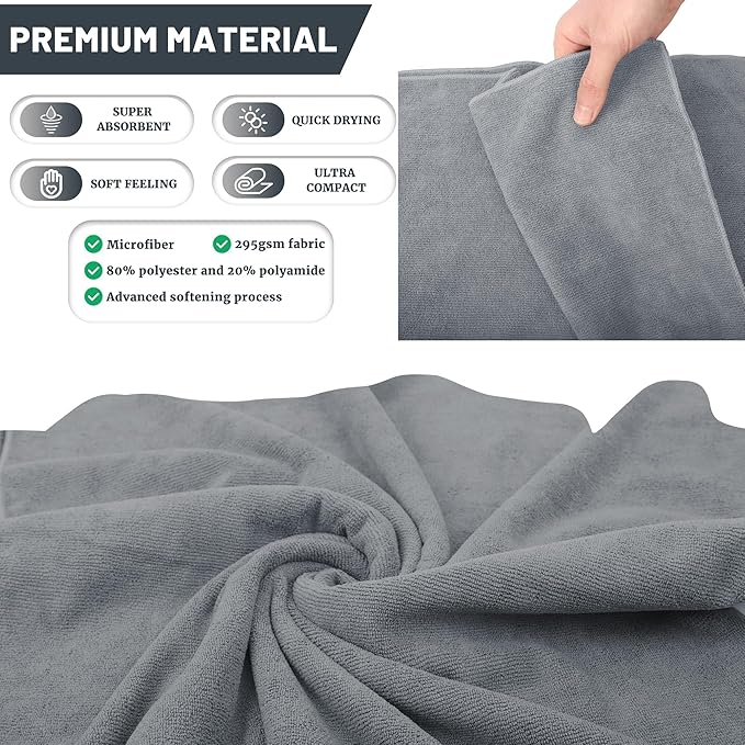 Rainleaf Microfiber Travel Towel Quick Dry Swimming Towel Ultra-Compact,Super Absorbent,Washcloths for Bathroom, Shower,Camping,Backpacking