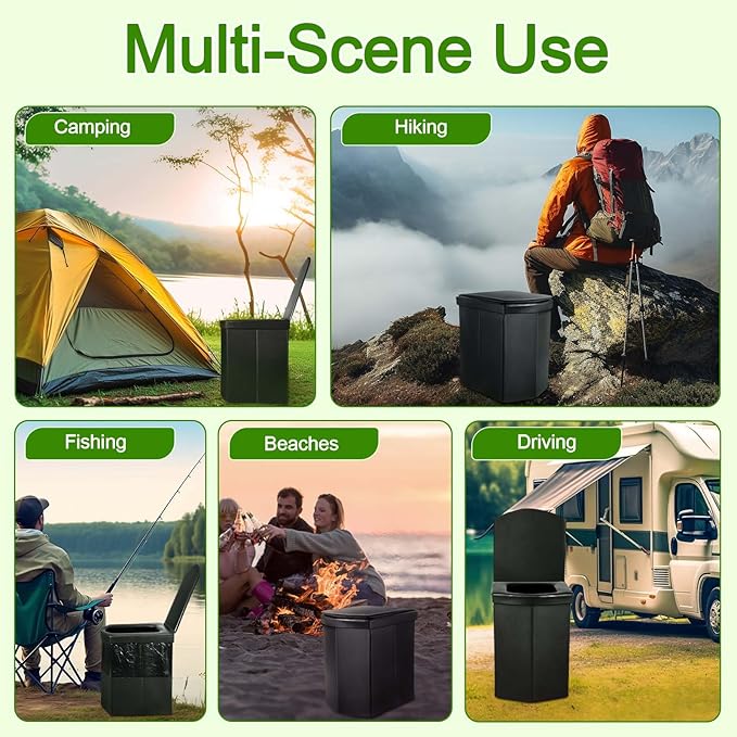 Portable Toilet for Adults, 16.5" XL Portable Toilet for Camping, Camping Toilet with Lid,Camp Toilet with Handbag,Portable Potty For Indoor, Outdoor, And Emergency Use