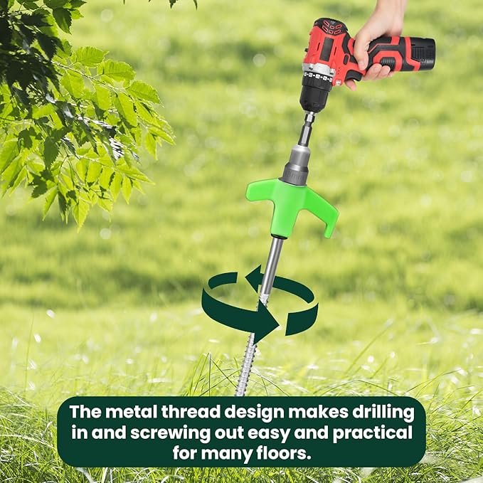 20 Pack 8" Screw in Tent Stakes Heavy Duty- Ground Anchors Screw- Tent Pegs Camping Stakes- Hex Pegs Drillable Tent Stakes and Hexagon Head Drive and Storage Box (Green)