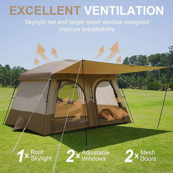 Vidalido Tents,3-4 Person Camping Tent with Extended Vestibule,Weather Resistant Family Tents with Breathable Mesh Windows,Easy Install Waterproof Outdoor Tent for Backpacking and Camping Hiking