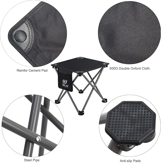 Opliy Camping Stool 2 Pack,13 Inch Portable Folding Stool for Outdoor Gardening and Beach Hiking Fishing,Foot Stool with Carry Bag (Black)