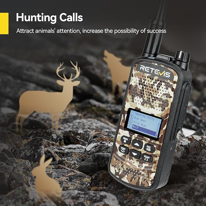 Retevis EZTalk 2 GMRS Two way Radio, IP67 Waterproof Walkie Talkies, 2200mAh Battery, Hunting Radios with 7 Hunting Calls, NOAA, USB C, Long Range Walkie talkies for Hunting Camping (1 Pack)