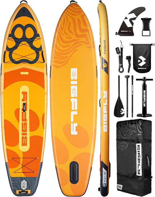 11'6×35" Super Wide Inflatable Stand Up Paddle Board, Ultra Stable Wide SUP for 2+1 People/Family/Big Size, 100L Backpack, All-Round Sup Board, US Big Fin