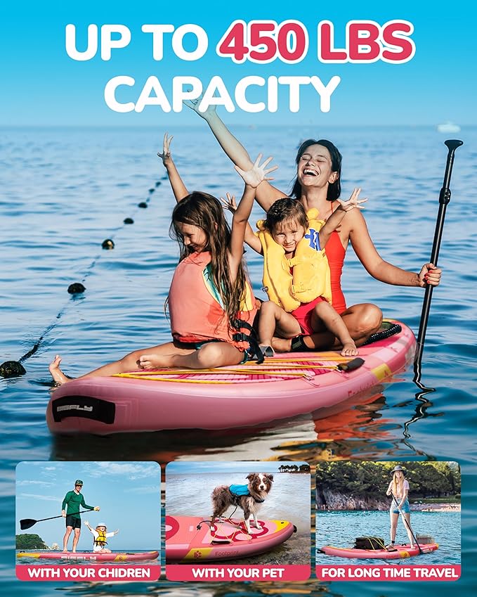11'6×35" Super Wide Inflatable Stand Up Paddle Board, Ultra Stable Wide SUP for 2+1 People/Family/Big Size, 100L Backpack, All-Round Sup Board, US Big Fin