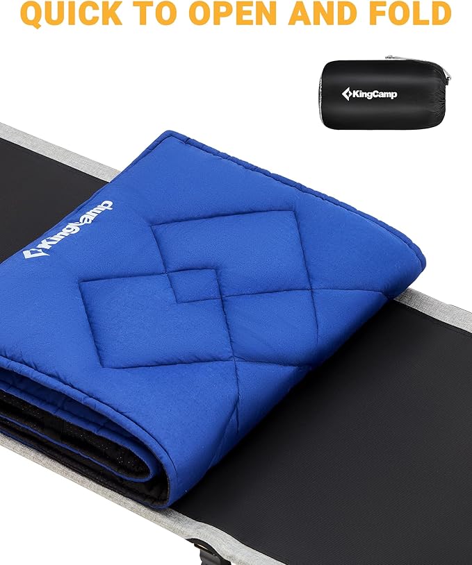 KingCamp Cot Pad Topper for Camping, Soft Warm Non-Slip Cot Mattress, Comfortable Lightweight Sleeping Mat for Outdoor & Indoor, Picnic, Hiking, Backpacking, Yoga