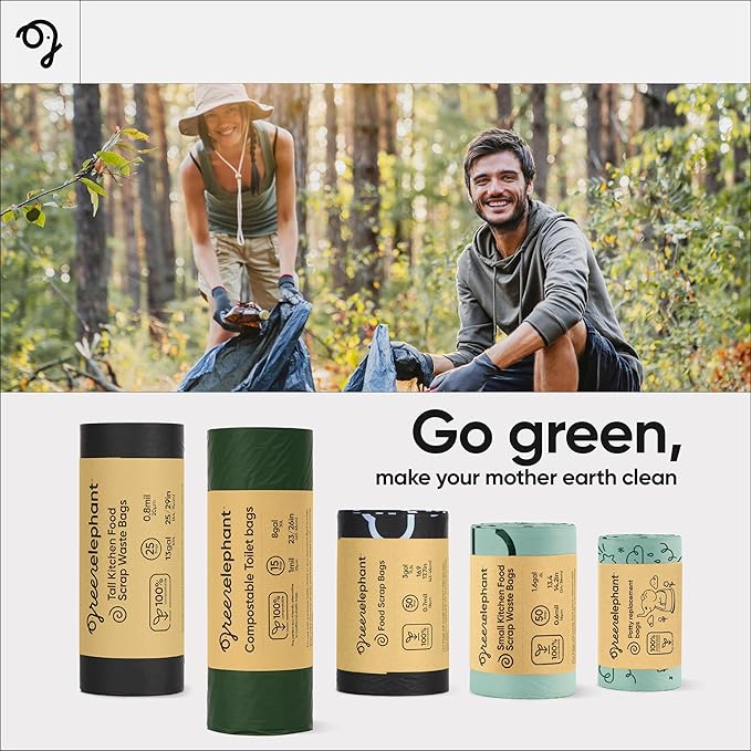 Green Elephant Portable Toilet Bags - Camping Toilet Bags, Camping Potty Bags, Camping Poop Bags for People, Toilet Waste Bags for 5 Gallon Bucket, Camp Toilet Bag, 15 count, 8 gal, 1 mil (1 pack)