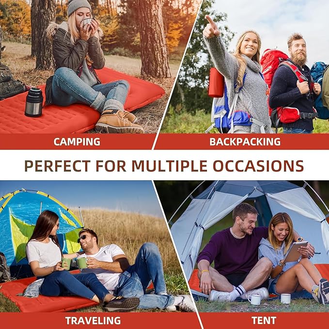 Camping Sleeping Pad, Extra Thick 5 Inch Camping Mat with Pillow Built-in Foot Pump Inflatable Sleeping Pads Compact for Camping Backpacking Hiking Traveling Tent