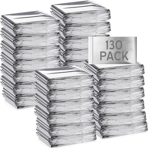 Emergency Blanket Bulk Mylar Survival Thermal Blankets Pack Silver Foil Reflective Blankets for Cold Outdoors Camping Hiking First Aid Shelter Space Emergency Supplies Blanket Set