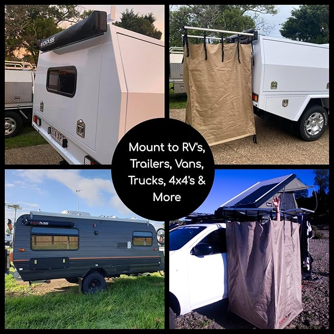 KickAss Instant Ensuite Camping Shower Tent Awning for Cars - Use on Jeep, Toyota, Great 4x4 Accessory Perfect for Camping, Off Roading, Boating, Fishing, Travel, RV's, Festivals, Road Trips