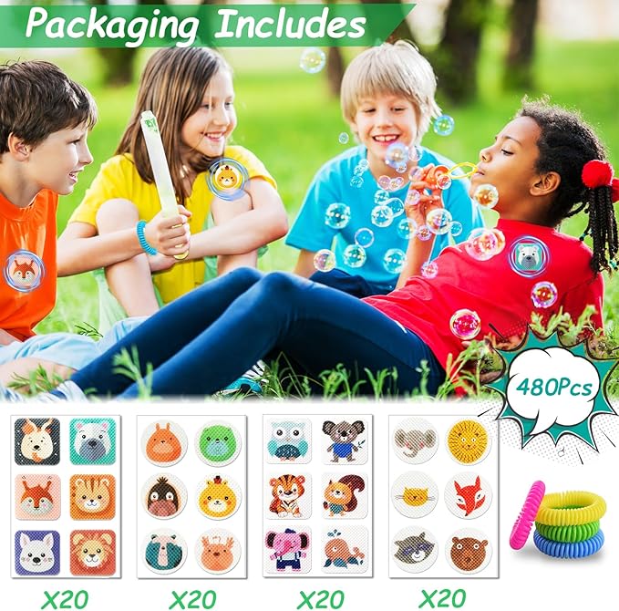 480 Pack Mosquito Patches Stickers for Kids Adult Outdoor Indoor Travel, Natural Plant Based Ingredients Mosquito Stickers with 4 Pack Mosquito Repellent Bracelets