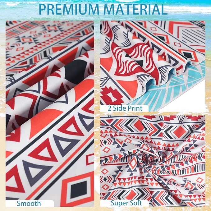 1 Pack Microfiber Beach Towel, Large Microfiber Towel 63" x 32" Sand Free Quick Dry Towel Super Lightweight Travel Towel Swim Pool Gym Camping for Adults Beach Accessories (Z-1 Pack Orange Boho)
