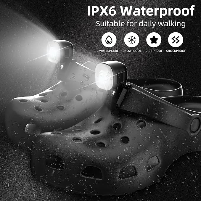 2 Original Rechargeable Headlights for Croc Charms, Rechargeable Flashlight for Croc Kids Girl Boy Women Men Sandal, Christmas Lights, Clip on Clog Headlamp Shoe Decoration for Crocs