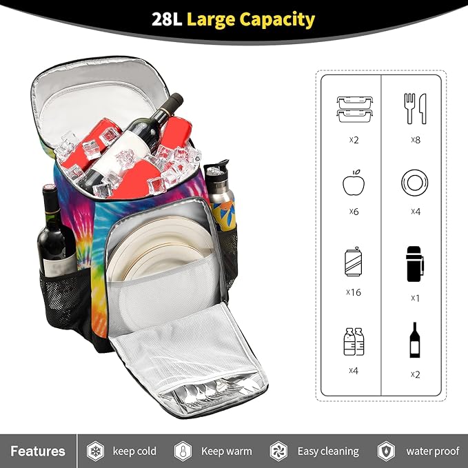 Cooler Backpack Insulated Leak Proof Beach Cooler Bag 30 Cans Waterproof Lightweight Soft Lunch Picnic Cooler for Men Women