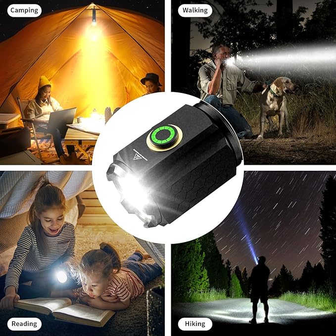 Wind&Moon Mini Flashlight Rechargeable,5000 Lumens Small Flashlights Powerful Pocket Flash Light with Clip,Magnetic EDC Flash-Light 5 Modes for Outdoor, Camping, Hiking, Emergency (2 Pack)