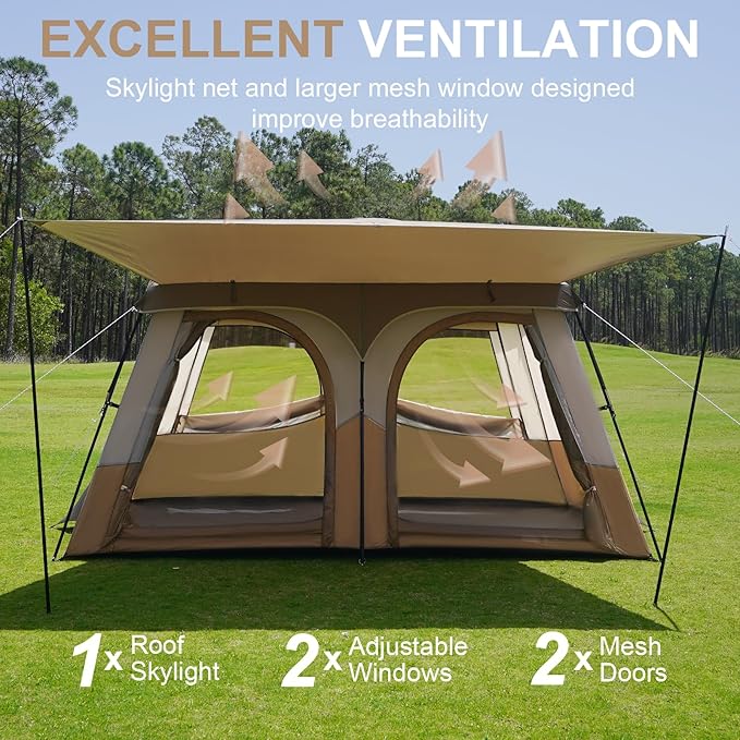 Vidalido Tents,6-8 Person Camping Tent with Extended Vestibule,2 Room Weather Resistant Family Tents,Easy Install Waterproof Outdoor Tent for Backpacking and Camping Hiking