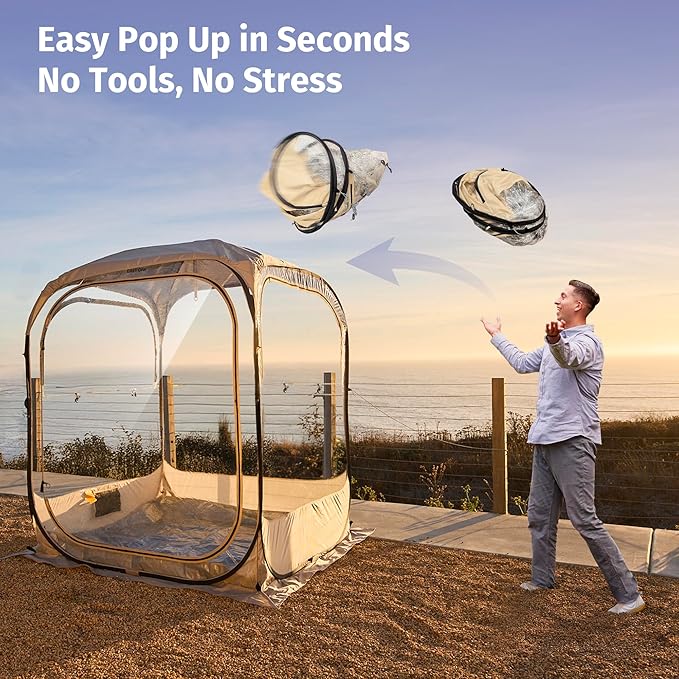 EAST OAK Clear Tent for Sport Events, Fishing & Outdoors | Pop Up Bubble Tent Instant Sun & Rain Shelter | No Condensation, Spacious Interior, Ultra Visibility | All Weather Protection | 2-3 Persons