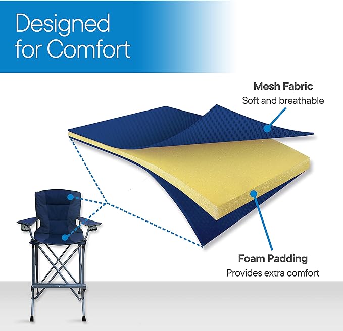 RMS Extra Tall Folding Chair - 31" Seat Height Director Chair for Camping, Home Patio and Sports - Portable and Collapsible with Footrest and Carrying Bag - Up to 300 lbs Weight Capacity (Blue)