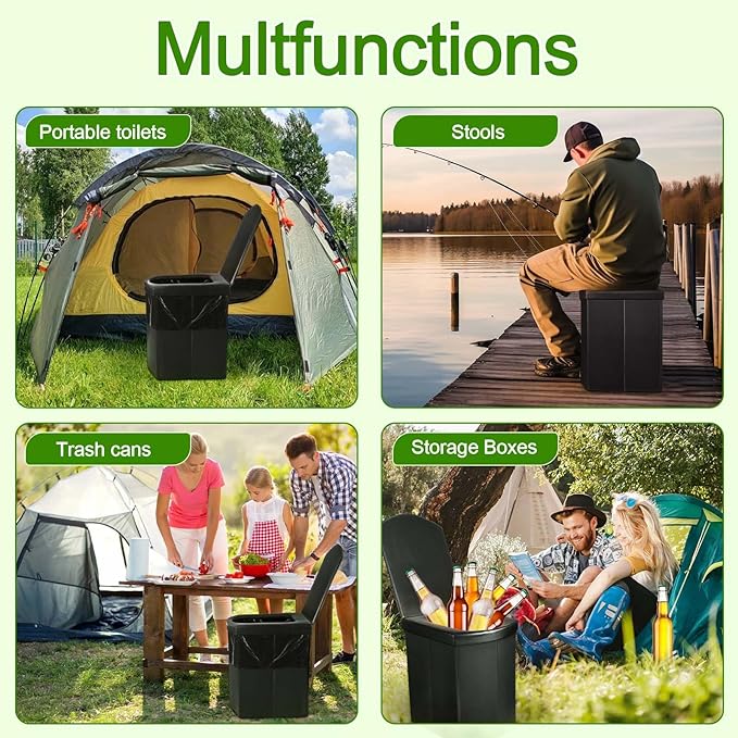 Portable Toilet for Adults, 16.5" XL Portable Toilet for Camping, Camping Toilet with Lid,Camp Toilet with Handbag,Portable Potty For Indoor, Outdoor, And Emergency Use