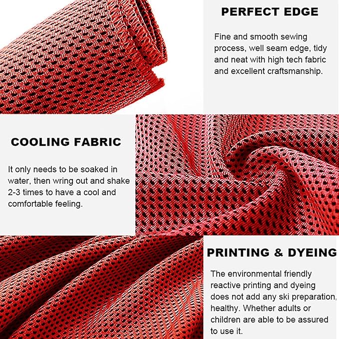 10 Pack Cooling Towels Bulk Microfiber Ice Towel Quick Dry Breathable Chilly Sweat Towel Stay Cool Towel for Neck Face Yoga Gym Workout Running Pilates Beach with Carabin Bag, 40x12'', Red